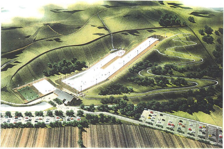 1987 CLA design of an artificial snow sports centre, including cross country and tobogan run in North East England.